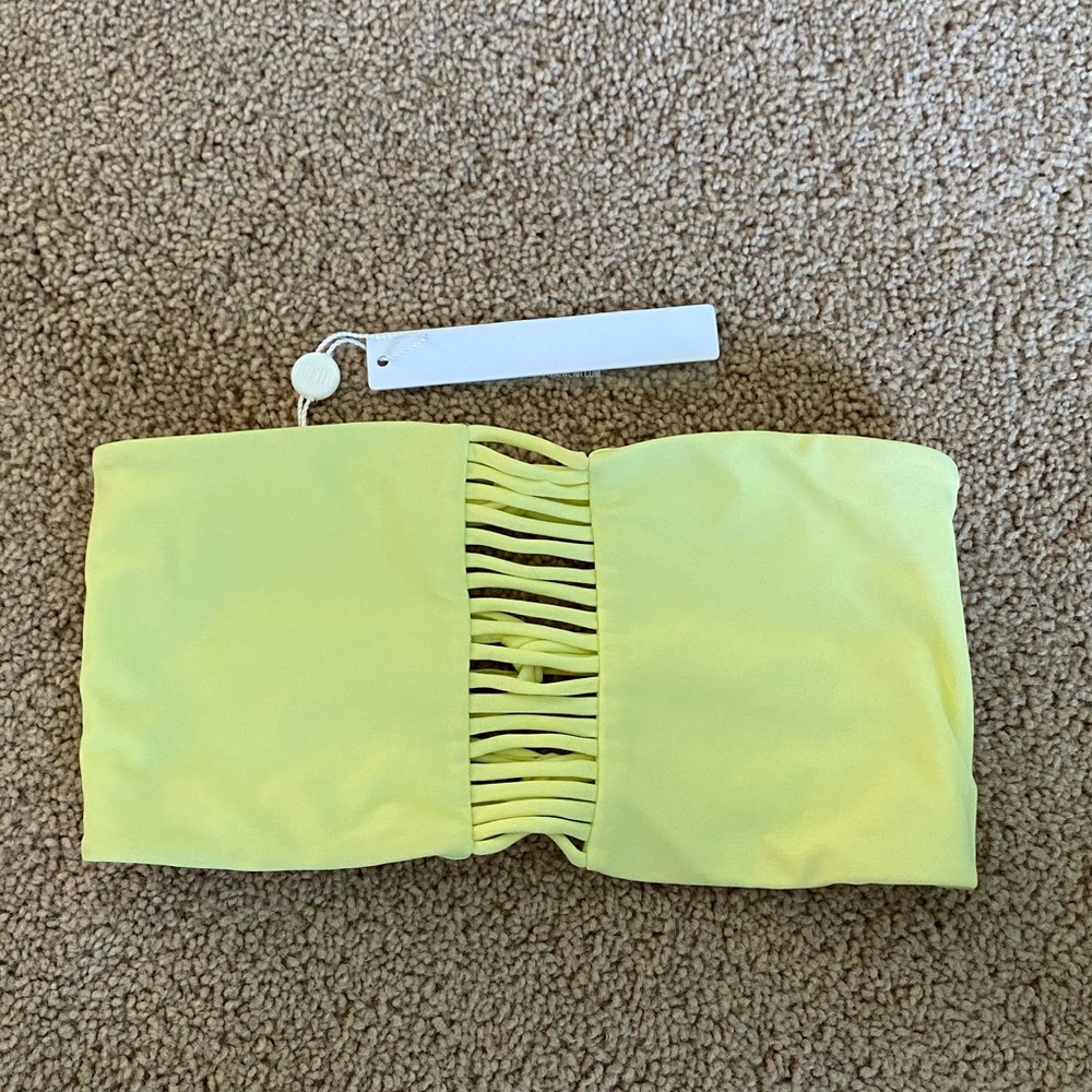 Mikoh Neon Yellow Bandeau Bikini Top with Strappy Center
